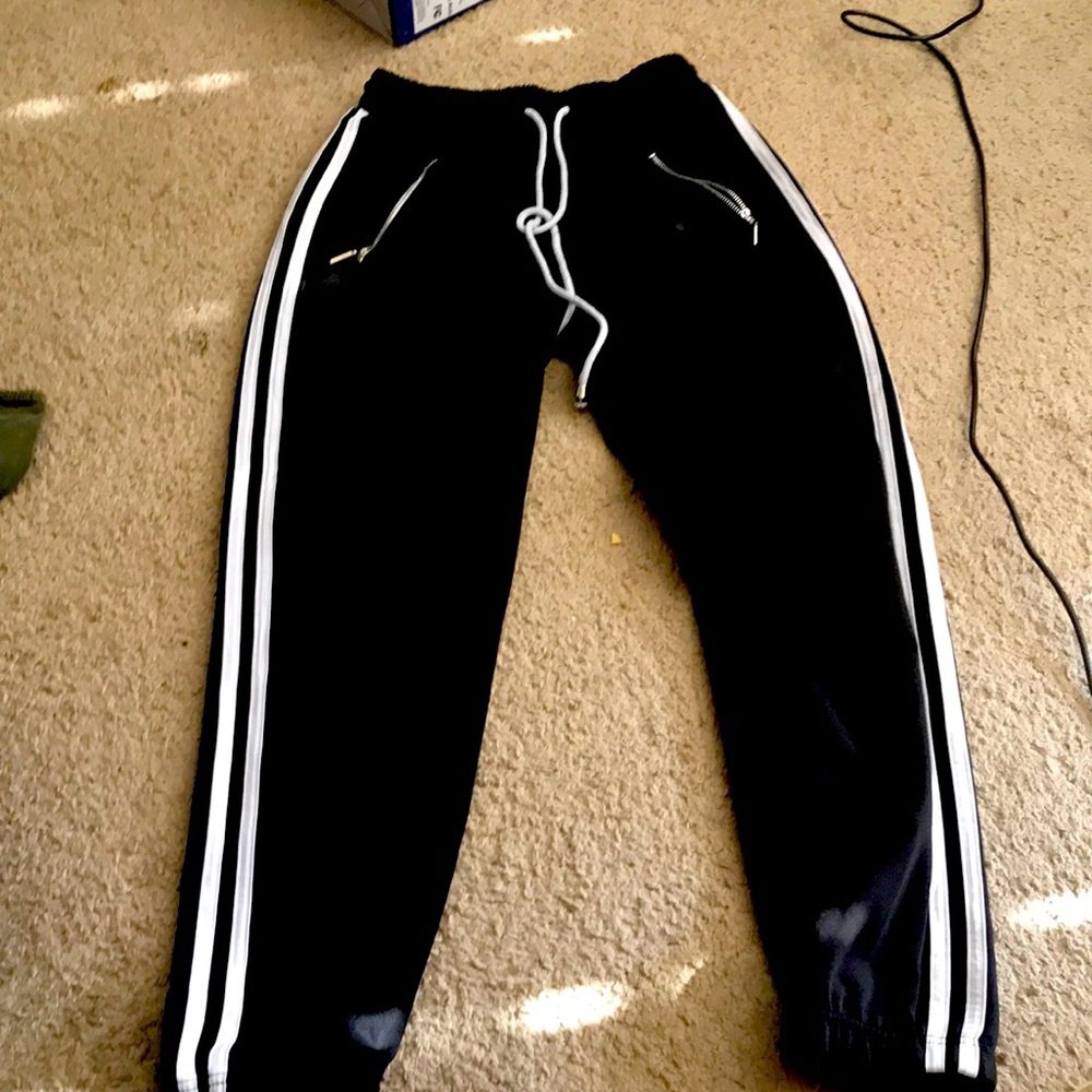 Black with stripes and zipper pocket sweatpants